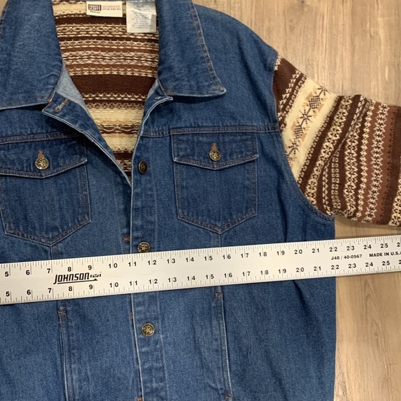 Faded Glory Womens 18W 20W Jean Jacket Vtg 90s Denim‎ Sweater Southwestern Aztec - Picture 10 of 10